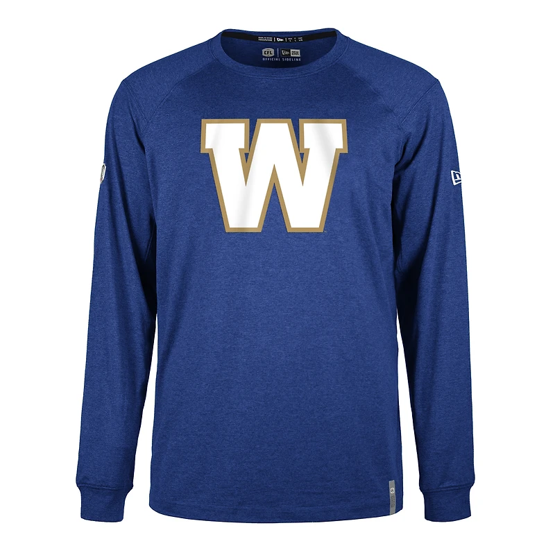 Men's New Era Blue Winnipeg Bombers Sideline Thrive Performance Long Sleeve T-Shirt