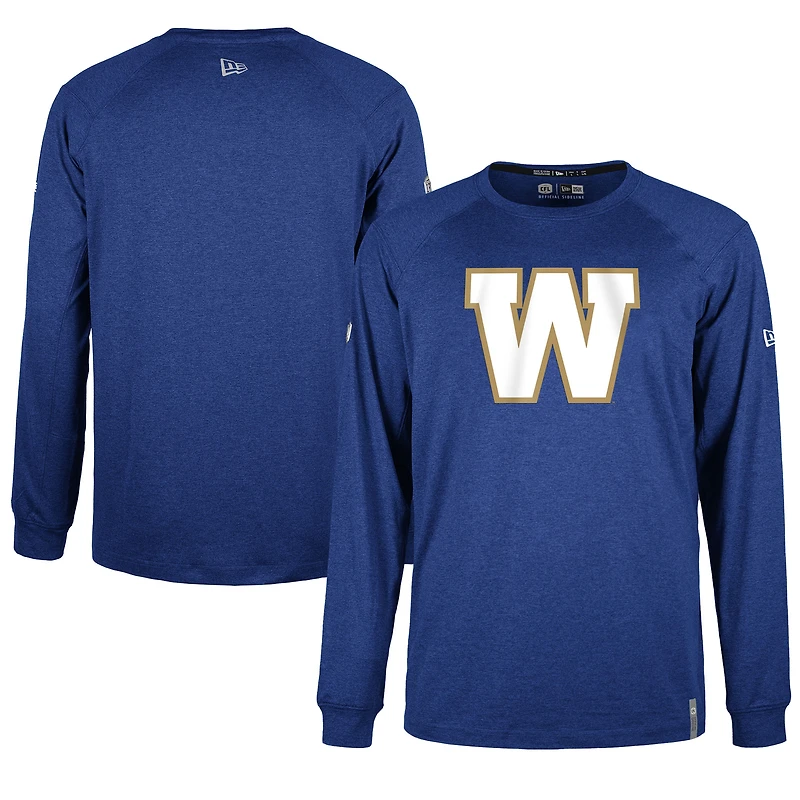 Men's New Era Blue Winnipeg Bombers Sideline Thrive Performance Long Sleeve T-Shirt