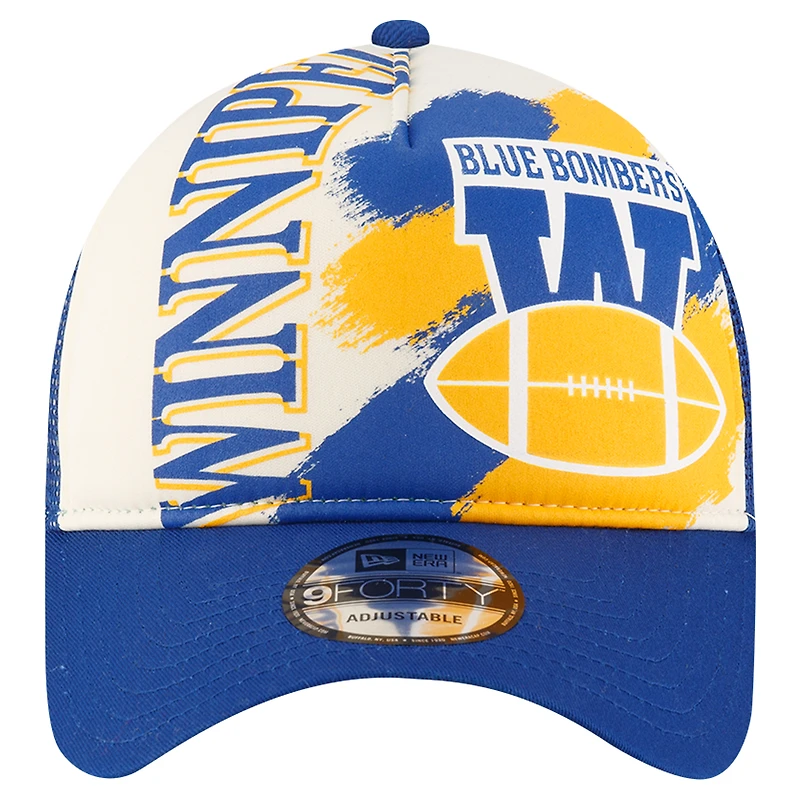Men's New Era Blue Winnipeg Blue Bombers Turf Traditions 9FORTY Adjustable Hat