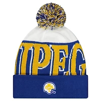 Bonnet en tricot à revers et pompon Turf Traditions des Blue Bombers de Winnipeg de New Era pour homme