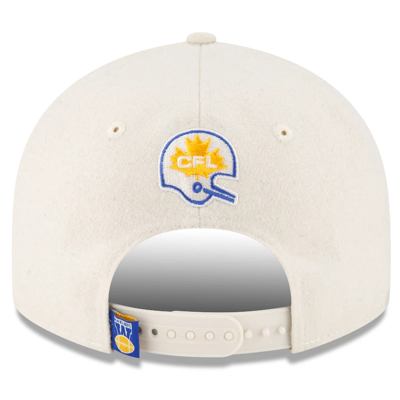 Casquette ajustable Snapback 9FIFTY crème pour hommes des Blue Bombers de Winnipeg Turf Traditions New Era