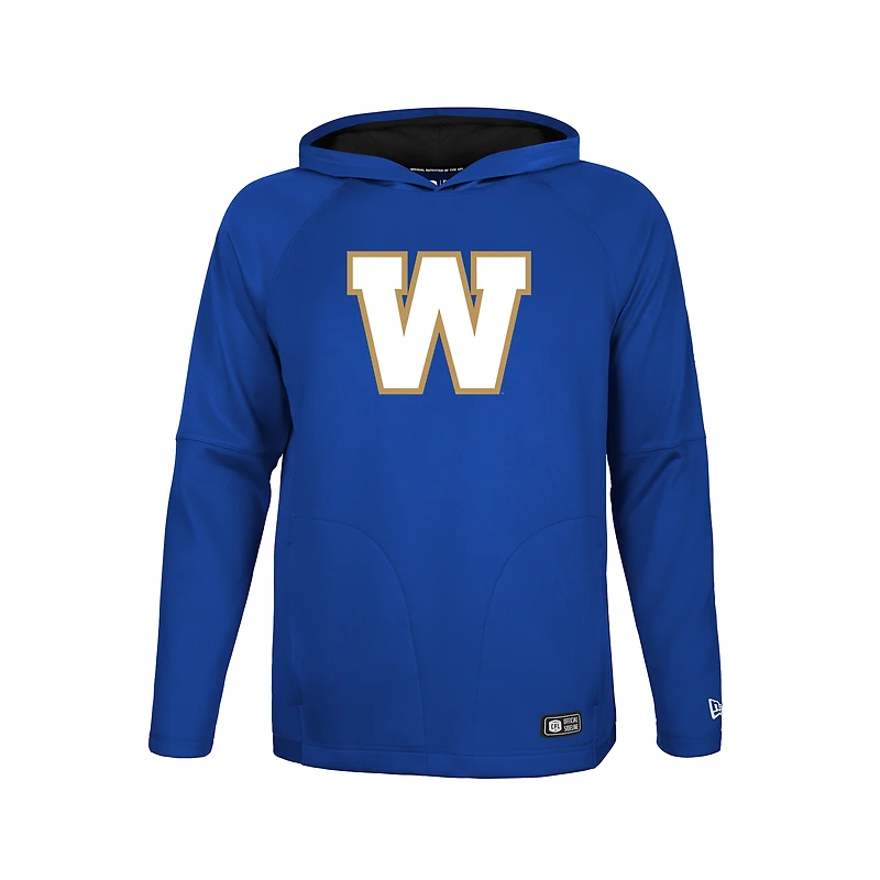 Men's New Era Royal Winnipeg Blue Bombers 2026 Sideline Metam Raglan Hoodie