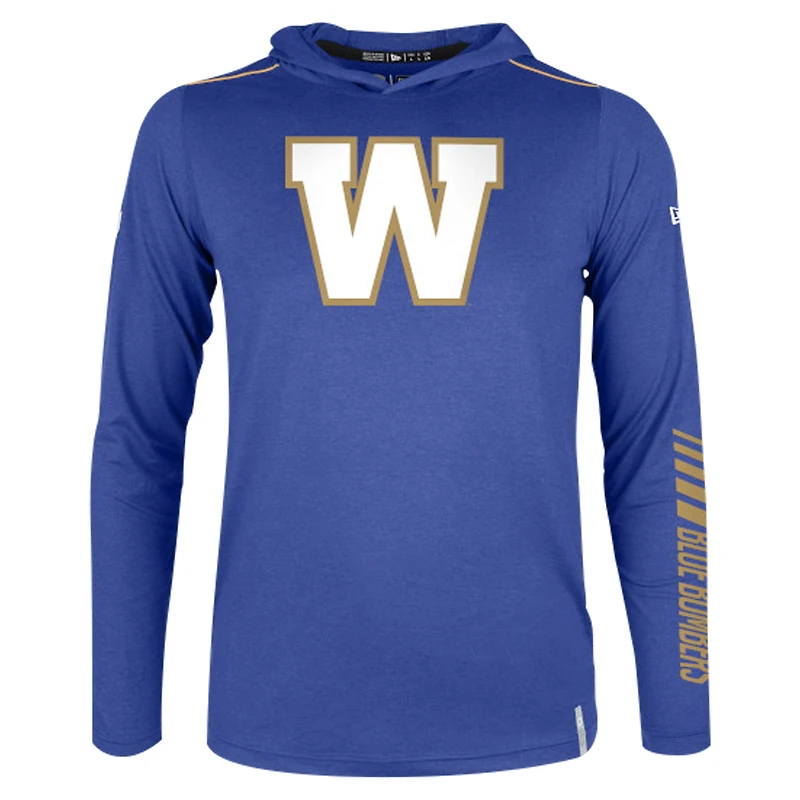T-shirt à capuche manches longues New Era Royal Winnipeg Blue Bombers Sideline Corral pour hommes