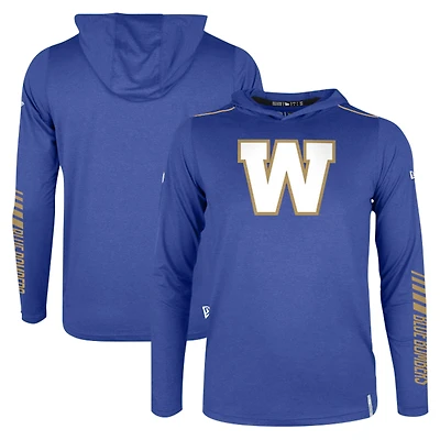 T-shirt à capuche manches longues New Era Royal Winnipeg Blue Bombers Sideline Corral pour hommes