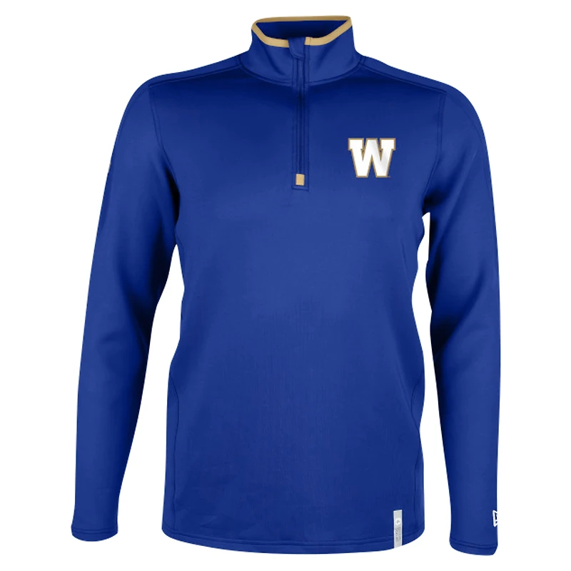 Men's New Era Royal Winnipeg Blue Bombers Sideline Edge Performance Quarter-Zip Top