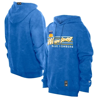 Men's New Era Royal Winnipeg Blue Bombers Turf Traditions Mineral Wash Vintage Fleece Hoodie
