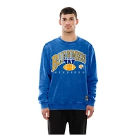 Men's New Era Royal Winnipeg Blue Bombers Turf Traditions Vintage Fleece Crewneck Sweatshirt