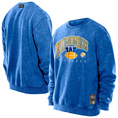 Men's New Era Royal Winnipeg Blue Bombers Turf Traditions Vintage Fleece Crewneck Sweatshirt