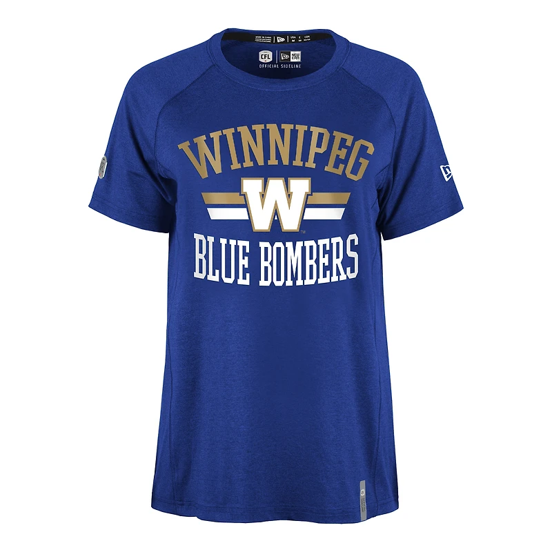 T-shirt Performance 5th & Ocean by New Era Bleu Winnipeg Blue Bombers Sideline Circuit pour femmes