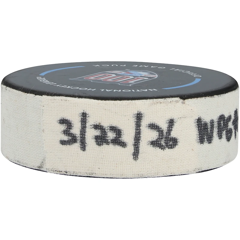 Adam Lowry Winnipeg Jets Game-Used Goal Puck from March 22, 2026 vs. New York Rangers