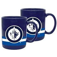 Blue Winnipeg Jets 2-Pack 11oz. Ensemble de tasses en céramique à rayures