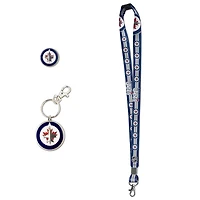 Blue Winnipeg Jets Lanyard Pin & Key Chain Set