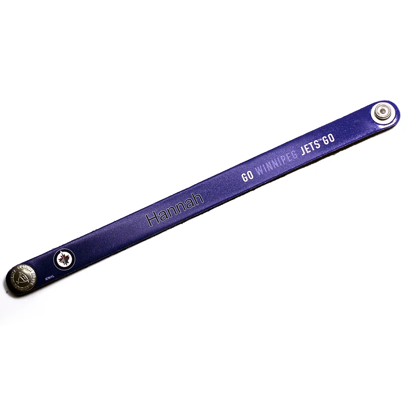 Blue Winnipeg Jets Personalized Leather Slim Bracelet