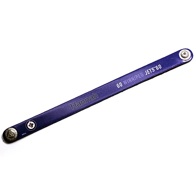 Blue Winnipeg Jets Personalized Leather Slim Bracelet