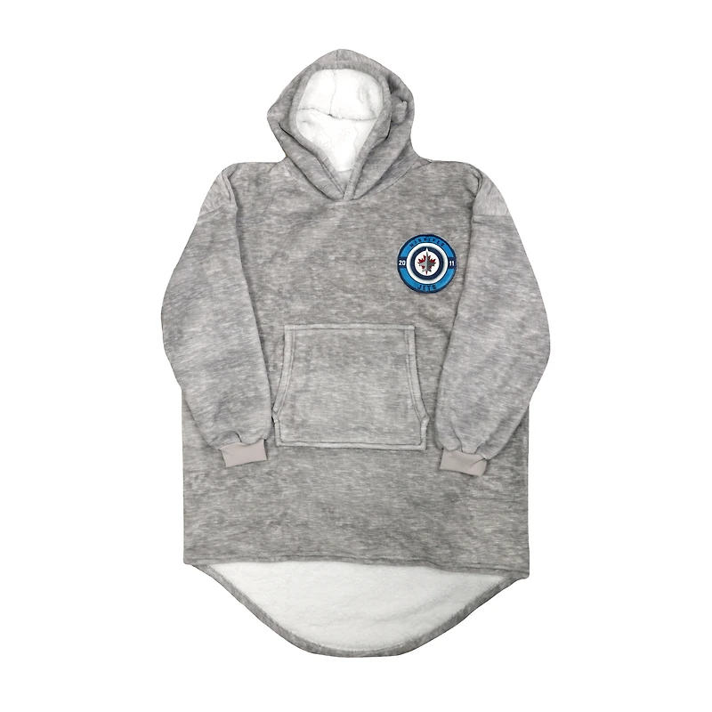 Gray Winnipeg Jets Game Time Hoodie Blanket
