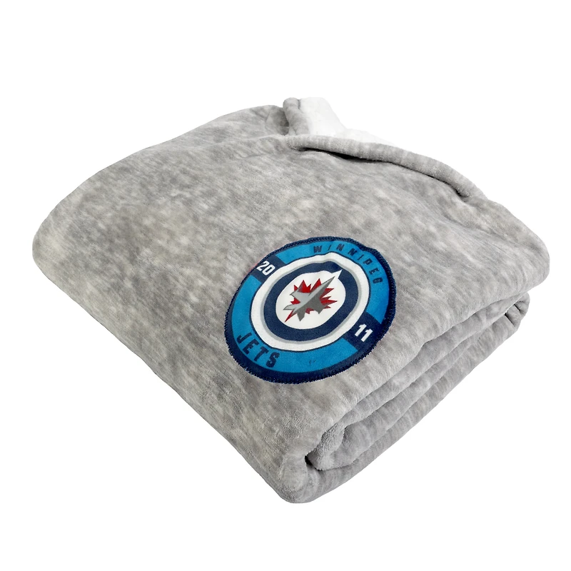 Gray Winnipeg Jets Game Time Hoodie Blanket
