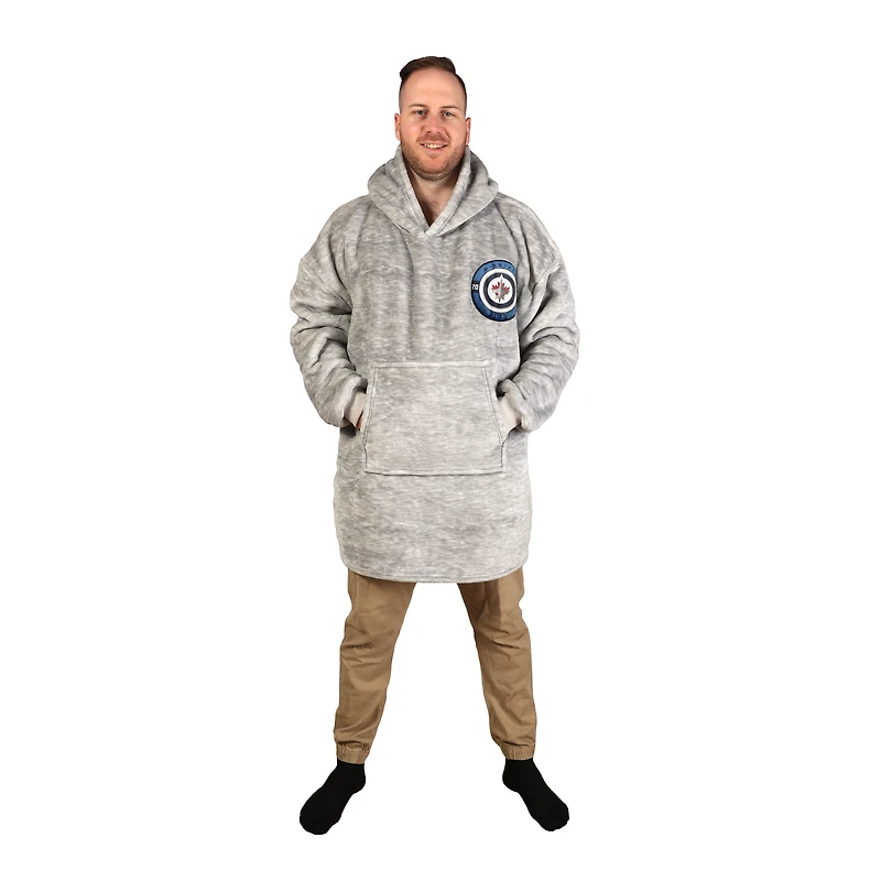 Gray Winnipeg Jets Game Time Hoodie Blanket