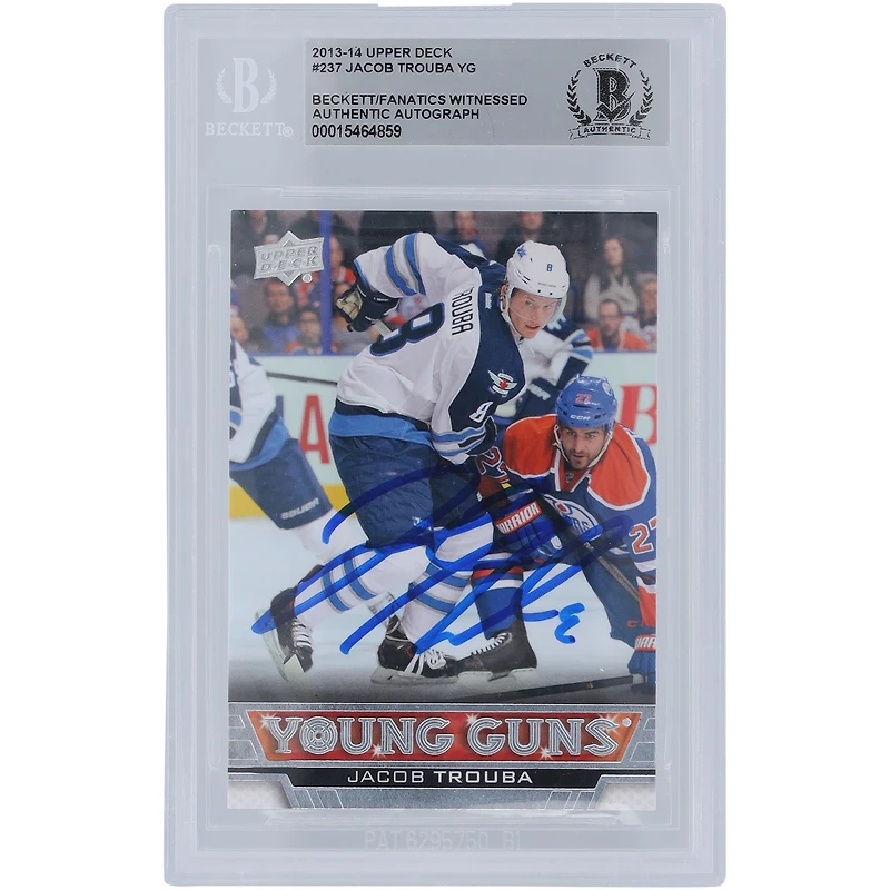 Jacob Trouba Winnipeg Jets autographié 2013-14 Upper Deck Series 1 Young Guns #237 Beckett Fanatics Witnessed Rookie Card