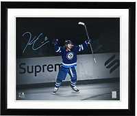 Kyle Connor Winnipeg Jets Autographed 16" x 20" Blue Jersey Celebrating Spotlight Photograph