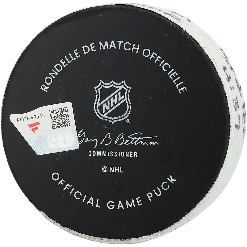 Kyle Connor Winnipeg Jets Game-Used Goal Puck vs. Utah Mammoth on December 21, 2025 - Second of Two Goals Scored