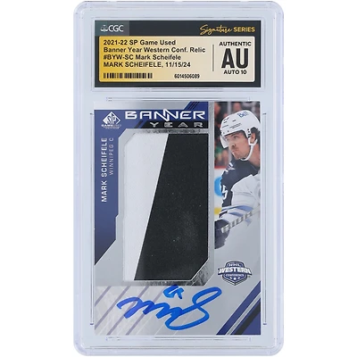 V106832 WinJet Mark Scheifele Winnipeg Jets Autographié 2021-22 Upper Deck SP Jeu Utilisé Bannière Année Conférence Ouest 2 Couleur Relique #BYW-SC CGC Fanatics Witnessed Authenticated Auto 10 Card 55 Mark Scheifele AUT UPD CARTES À ÉCHANGER 45642 AUTTRC CA01HK4450 #20