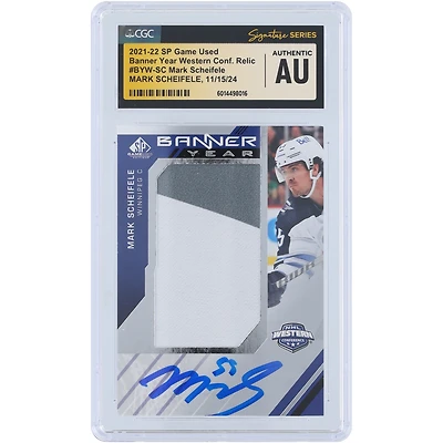 V106832 WinJet Mark Scheifele Winnipeg Jets Autographié 2021-22 Upper Deck SP Jeu Utilisé Bannière Année Conférence Ouest 2 Couleurs Relique #BYW-SC CGC Fanatics Witnessed Authenticated Card 55 Mark Scheifele AUT UPD CARTES À ÉCHANGER 45642 AUTTRC CA01HK4451 #21