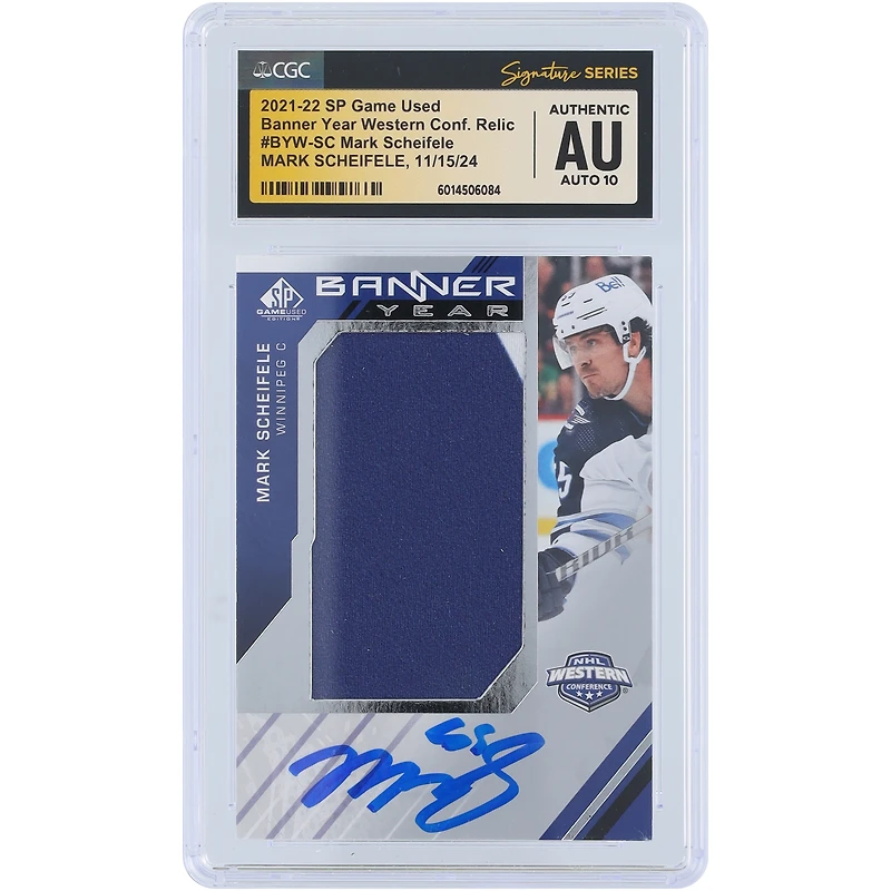 V106832 WinJet Mark Scheifele Winnipeg Jets Autographié 2021-22 Upper Deck SP Jeu Utilisé Bannière Année Conférence Ouest Blue Relic #BYW-SC CGC Fanatics Witnessed Authenticated Auto 10 Card 55 Mark Scheifele AUT UPD CARTES À ÉCHANGER 45642 AUTTRC CA01HK4454 #24