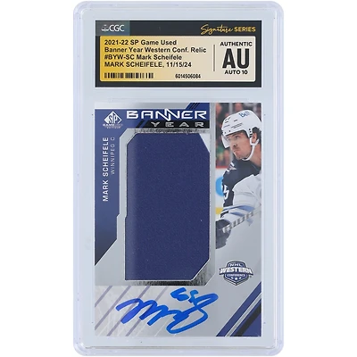 V106832 WinJet Mark Scheifele Winnipeg Jets Autographié 2021-22 Upper Deck SP Jeu Utilisé Bannière Année Conférence Ouest Blue Relic #BYW-SC CGC Fanatics Witnessed Authenticated Auto 10 Card 55 Mark Scheifele AUT UPD CARTES À ÉCHANGER 45642 AUTTRC CA01HK4454 #24
