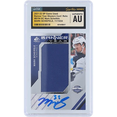 V106832 WinJet Mark Scheifele Winnipeg Jets Autographié 2021-22 Upper Deck SP Jeu Utilisé Bannière Année Conférence Ouest Blue Relic #BYW-SC CGC Fanatics Witnessed Authenticated Card 55 Mark Scheifele AUT UPD CARTES À ÉCHANGER 45642 AUTTRC CA01HK4452 #22