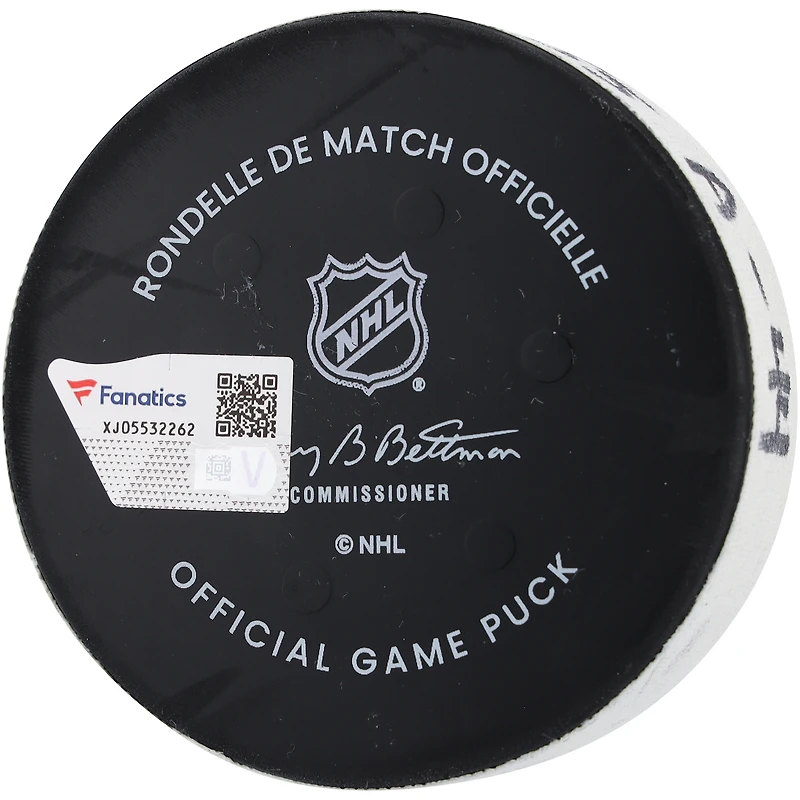 Mark Scheifele Winnipeg Jets Game-Used Goal Puck from November 12, 2024 vs. New York Rangers - First of Two Goals Scored