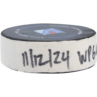 Mark Scheifele Winnipeg Jets Game-Used Goal Puck from November 12, 2024 vs. New York Rangers - First of Two Goals Scored