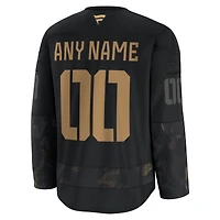 Men's Fanatics  Black Winnipeg Jets 2024 Military Appreciation Custom Practice Jersey