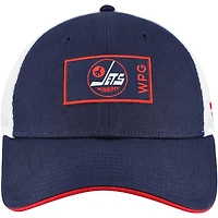 Casquette ajustable authentique Pro Game & Train Trucker pour homme, bleu marine/blanc, des Jets de Winnipeg