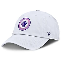 Men's Fanatics  White Winnipeg Jets Authentic Pro Hockey Fights Cancer Adjustable Hat