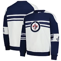 Men's Starter  White Winnipeg Jets Defense Fleece Crewneck Pullover Sweatshirt