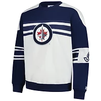 Men's Starter  White Winnipeg Jets Defense Fleece Crewneck Pullover Sweatshirt