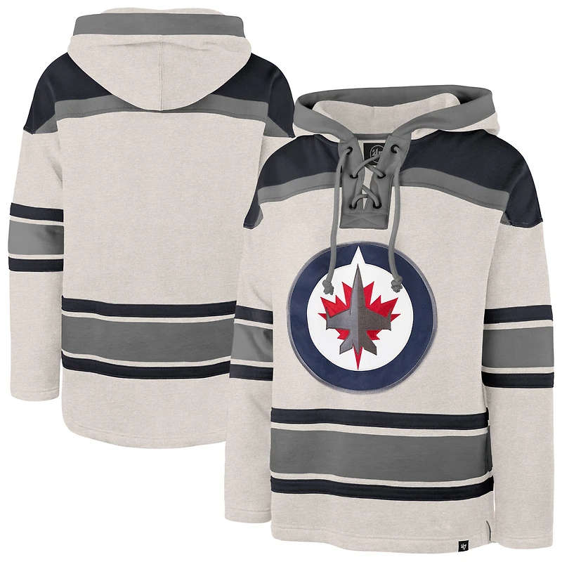 Men's '47 Oatmeal Winnipeg Jets Rockaway Lacer Pullover Hoodie