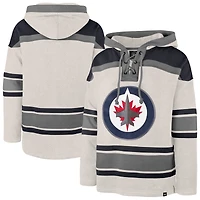 Men's '47 Oatmeal Winnipeg Jets Rockaway Lacer Pullover Hoodie