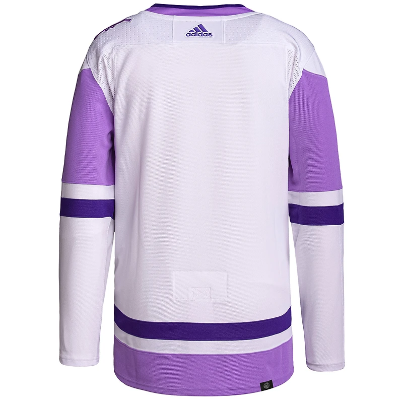 Men's adidas White/Purple Winnipeg Jets - Hockey Fights Cancer Primegreen Authentic Blank Jersey