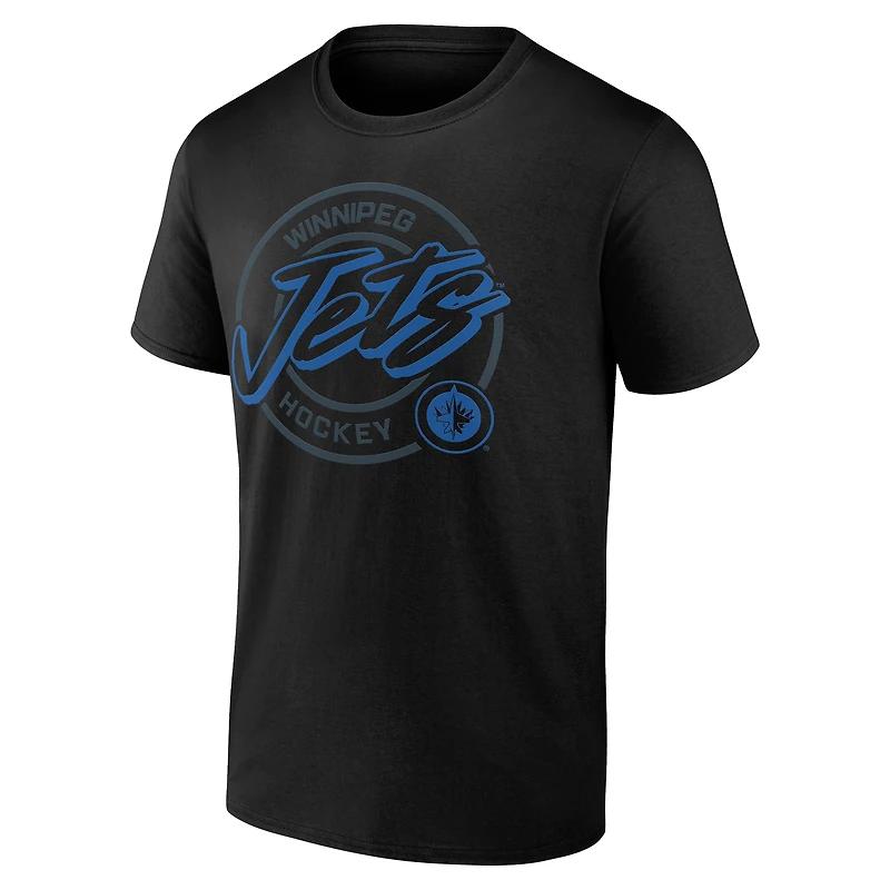 Men's Black Winnipeg Jets Color Block Puck T-Shirt