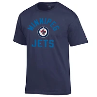 T-shirt Champion pour homme, logo principal des Jets de Winnipeg, bleu marine