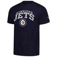 T-shirt Champion bleu marine avec logo principal des Jets de Winnipeg pour homme