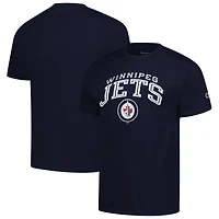 T-shirt Champion bleu marine avec logo principal des Jets de Winnipeg pour homme