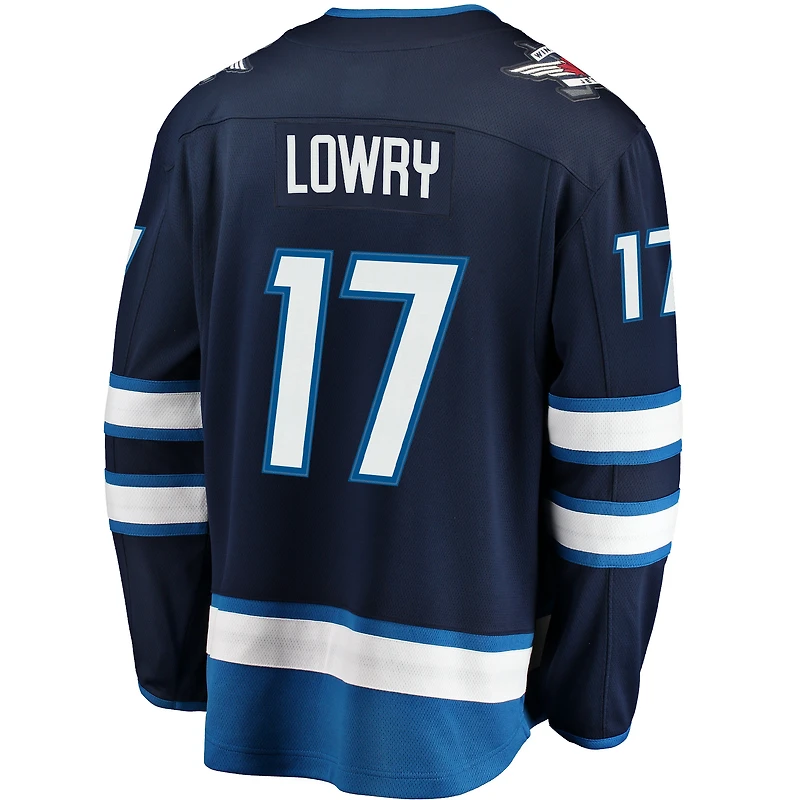 Maillot réplique Breakaway des Jets de Winnipeg la marine Adam Lowry Fanatics pour hommes