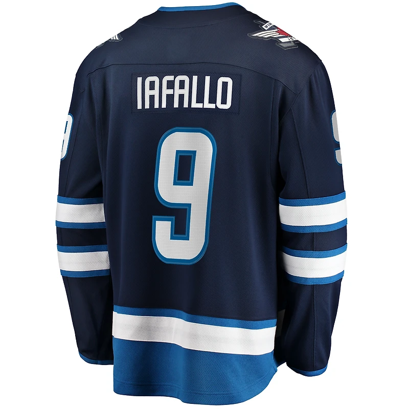 Maillot de joueur échappé Premier Breakaway Fanatics Alex Iafallo des Jets Winnipeg, bleu marine, pour hommes