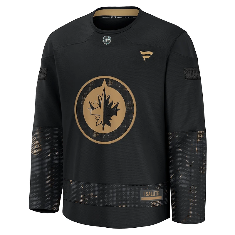 Men's Fanatics  Black Winnipeg Jets 2024 Military Appreciation Practice Jersey