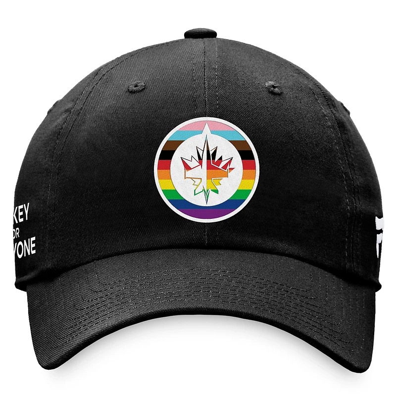 Casquette réglable noire avec logo de l'équipe des Jets de Winnipeg Fanatics pour hommes