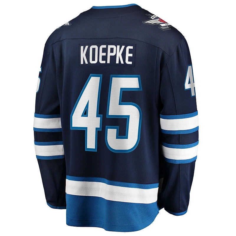 Men's Fanatics Cole Koepke Navy Winnipeg Jets Home Breakaway Jersey