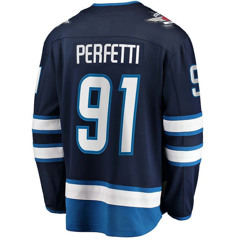 Men's Fanatics Cole Perfetti Navy Winnipeg Jets Home Breakaway Player - Jersey