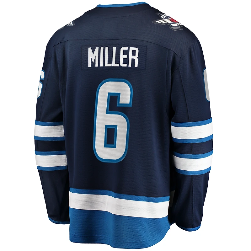 Fanatics pour hommes Colin Miller bleu marine Jets de Winnipeg domicile Premier maillot joueur échappé